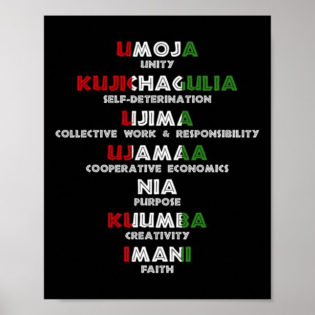 Seven Principles Of Kwanzaa Proud African American Poster (Front)