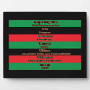 Seven Principles of Kwanzaa Red Green Black Plaque