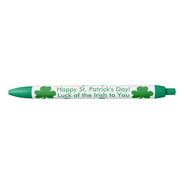 Seven Shamrocks Lucky Irish Saint Patrick's Day Blue Ink Pen (Front)