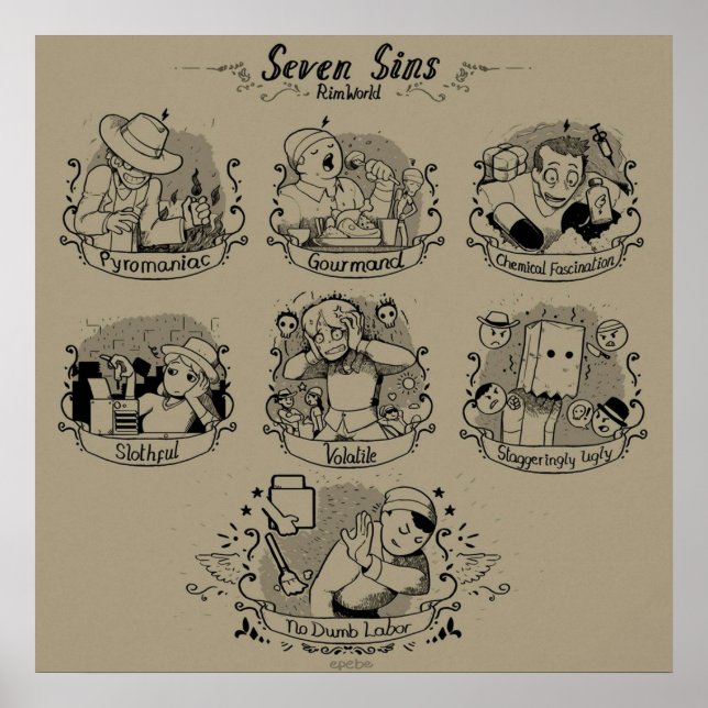 Seven Sins Of RimWorld Poster (Front)