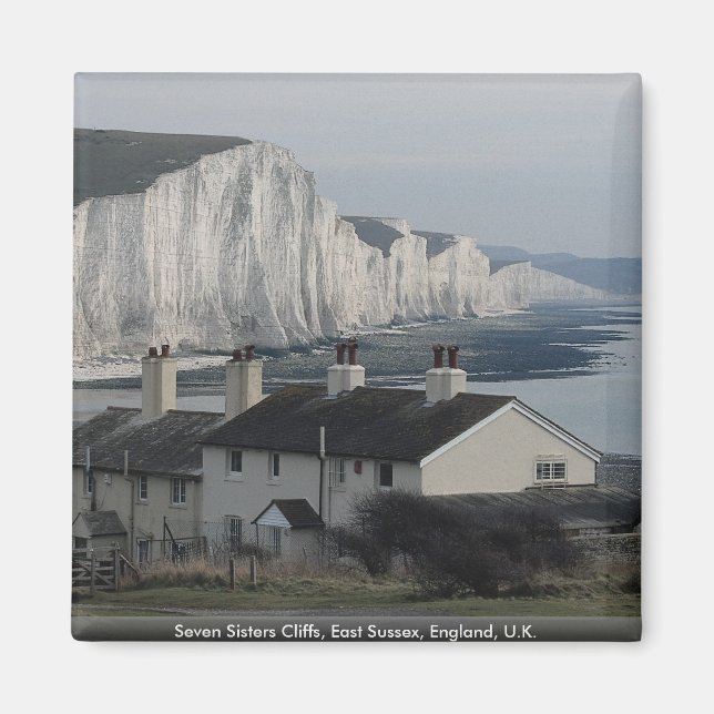 Seven Sisters Cliffs, East Sussex, England, U.K. Magnet (Front)