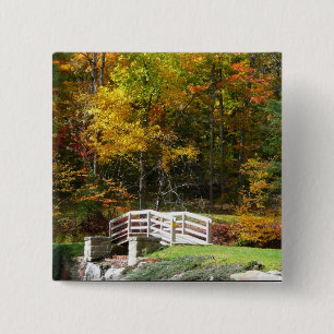 Seven Springs Fall Bridge I Autumn Landscape 15 Cm Square Badge