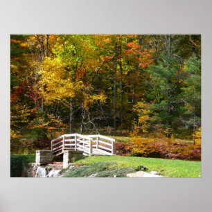Seven Springs Fall Bridge I Autumn Landscape Photo Poster