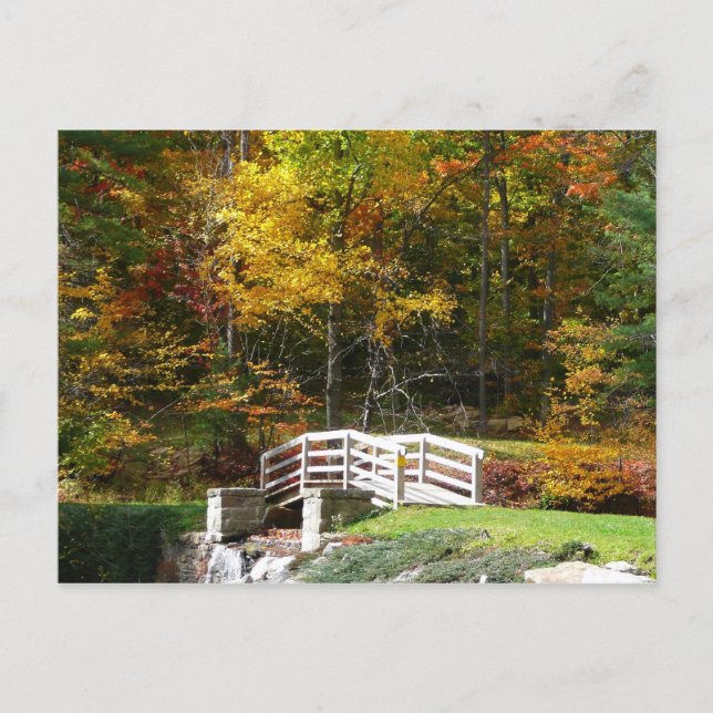 Seven Springs Fall Bridge I Autumn Landscape Postcard (Front)