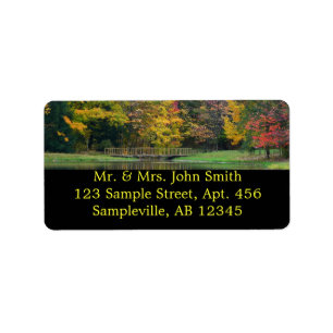 Seven Springs Fall Bridge II Autumn Landscape Label