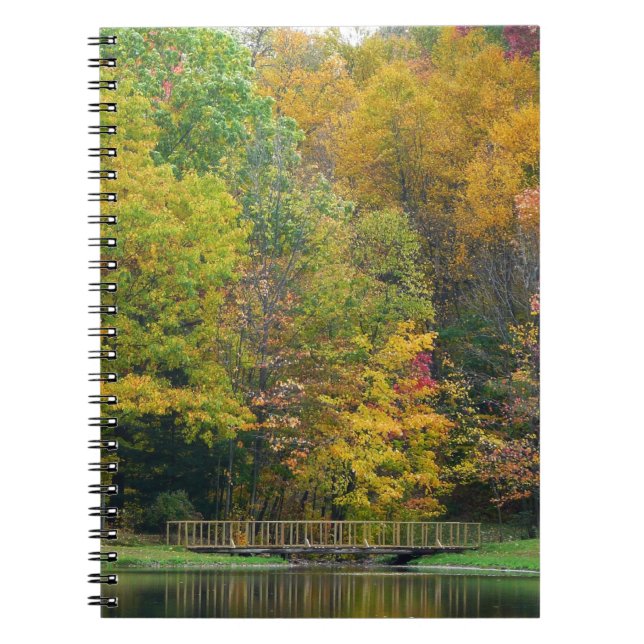 Seven Springs Fall Bridge II Autumn Landscape Notebook (Front)