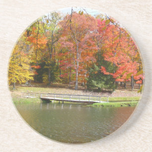 Seven Springs Fall Bridge III Autumn Landscape Coaster