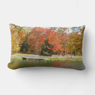 Seven Springs Fall Bridge III Autumn Landscape Lumbar Cushion