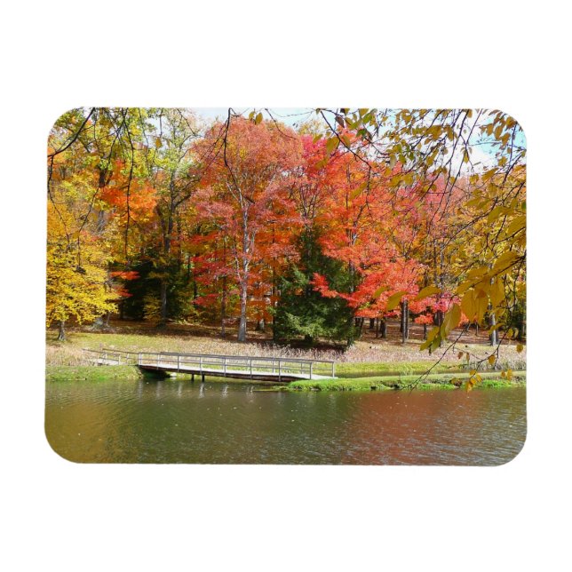 Seven Springs Fall Bridge III Autumn Landscape Magnet (Horizontal)
