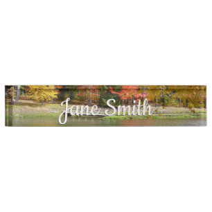 Seven Springs Fall Bridge III Autumn Landscape Nameplate