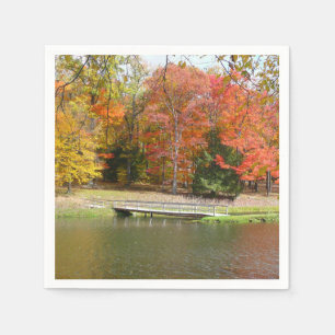 Seven Springs Fall Bridge III Autumn Landscape Napkin