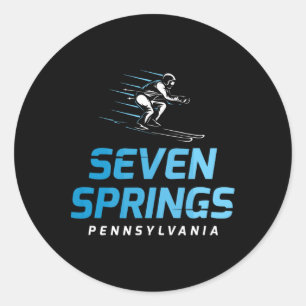 Seven Springs Pennsylvania Ski Resort Retro Skiing Classic Round Sticker
