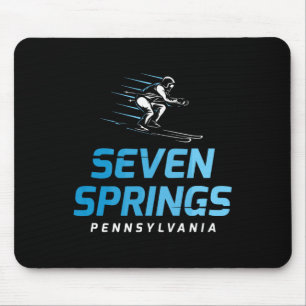 Seven Springs Pennsylvania Ski Resort Retro Skiing Mouse Pad