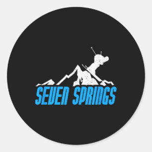 Seven Springs Skiing Snowboarding France Resort Di Classic Round Sticker