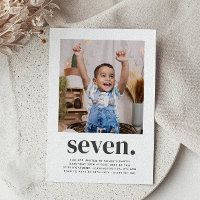 Seven Square Photo First Birthday Invitation