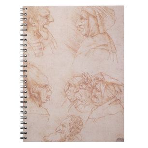 Seven Studies of Grotesque Faces (red chalk on pap Notebook