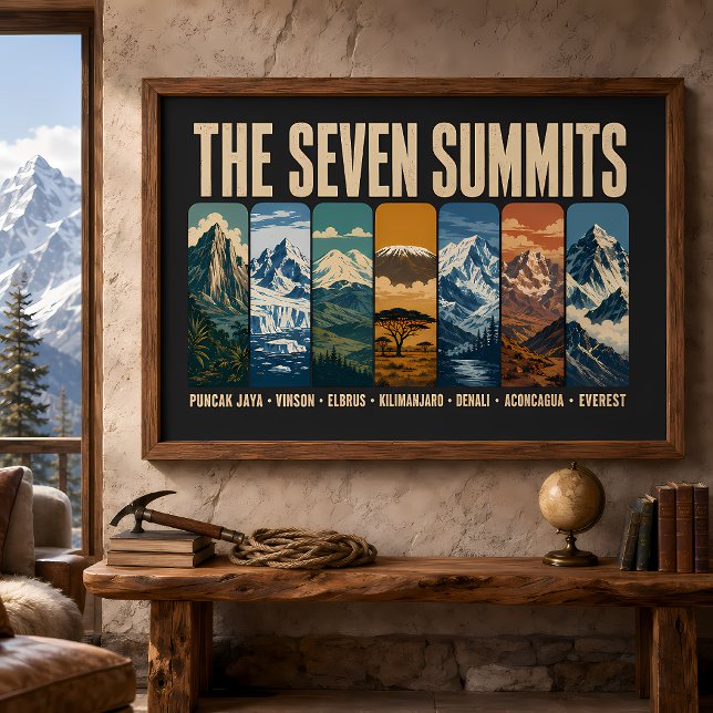 Seven Summits Mountain Landmarks Illustration Poster (Creator Uploaded)