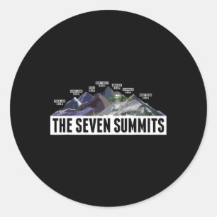 Seven Summits Mountaineering Climbing Hiking Gift Classic Round Sticker
