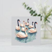 Seven Swans A Swimming Cut-Out Stencil-Style 1