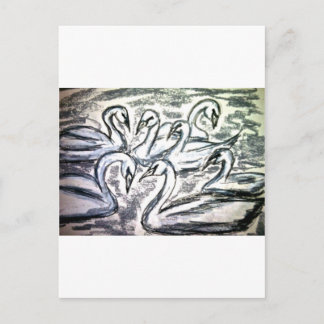 Seven Swans A Swimming Postcard