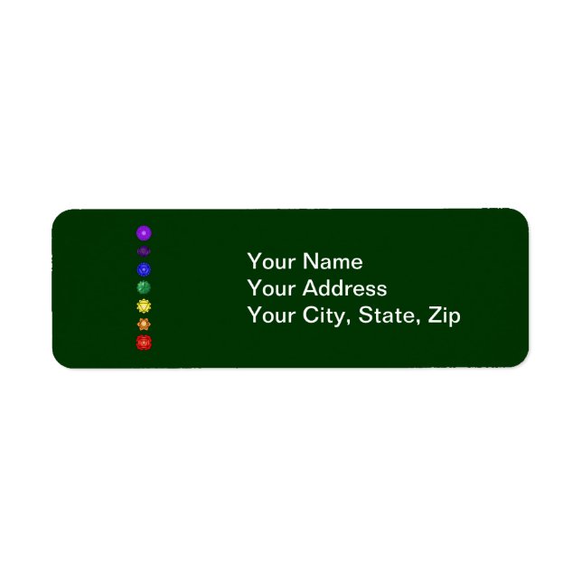 Seven vertical chakras return address label (Front)