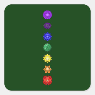 Seven vertical chakras square sticker