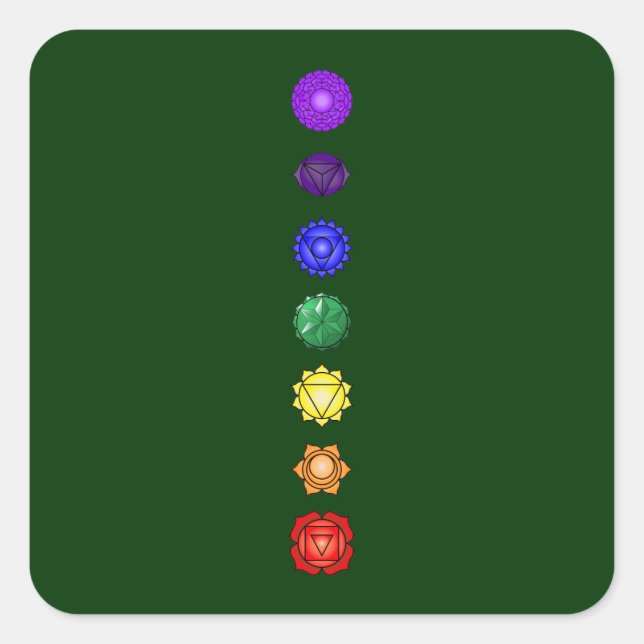 Seven vertical chakras square sticker (Front)