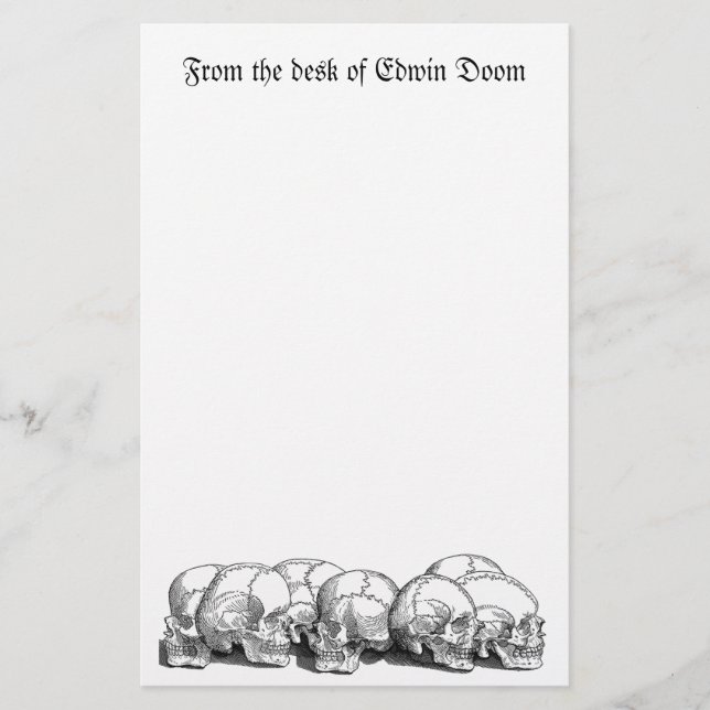 Seven Vintage Skulls Stationery (Front)