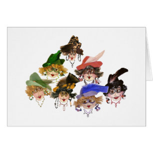 Seven Whimsical Lady Friends greeting cards