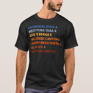 Seven Wonders Of Sedona Arizona Vintage Hiking Red T-Shirt