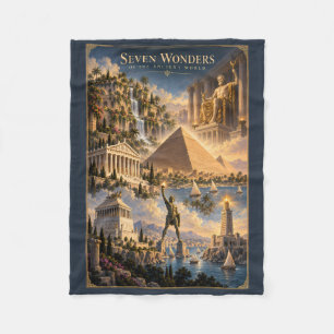 Seven Wonders of the World Historical Art Fleece Blanket