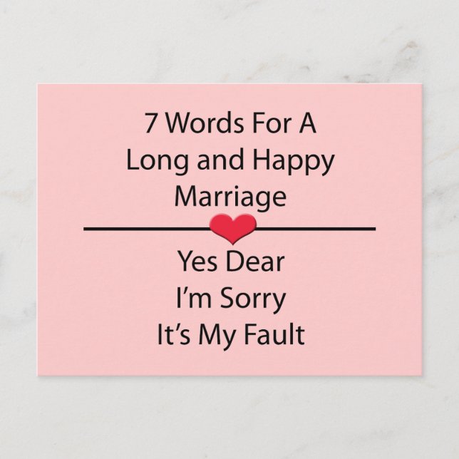 Seven Words For a Long and Happy Marriage Postcard (Front)