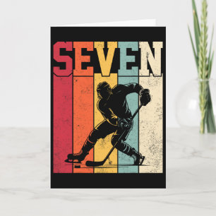 Seven Years Old Ice Hockey Lover Retro 7th Birthda Card