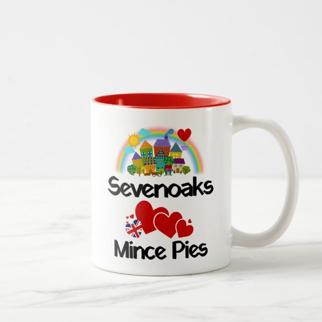 Sevenoaks, Kent UK Loves Mince Pies Two-Tone Coffee Mug (Right)