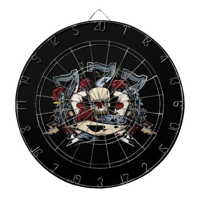 Sevens Skull Guns Roses Ace Of Spades Gambling Dartboard (Front)