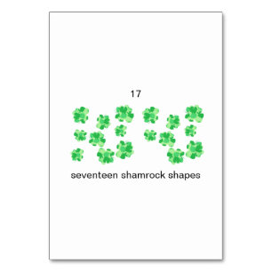 Seventeen shamrock shapes custom number flashcards table number