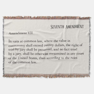 Seventh Amendment Constitution Bill of Rights Throw Blanket