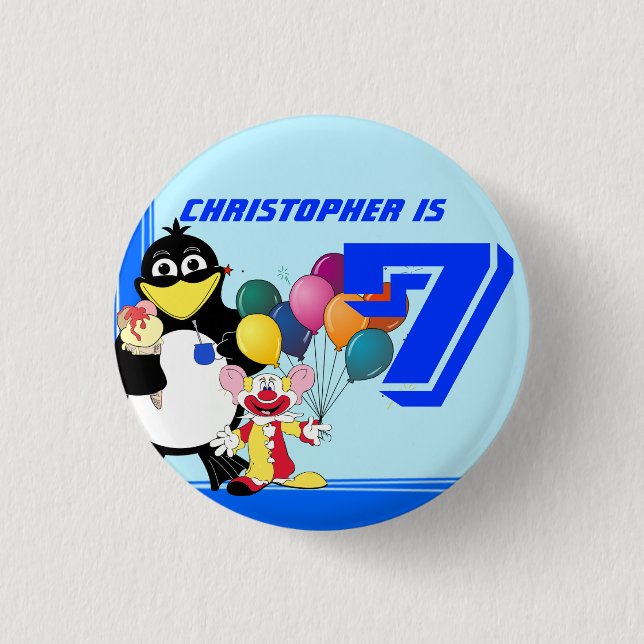 Seventh birthday 3 cm round badge (Front)