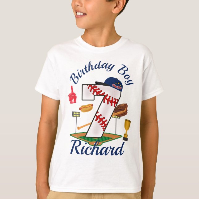 Seventh Birthday Boy Baseball 7th T-Shirt (Front)