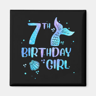 Seventh Birthday Girl Mermaid 7th Toddlers Back to Magnet