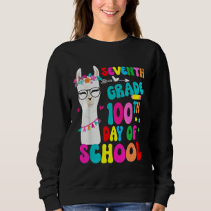 Seventh Grade 100 Days Smarter No Prob Llama Teach Sweatshirt