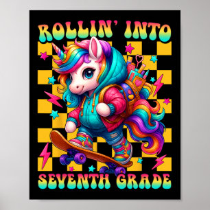 Seventh Grade Back To School First Day Girls Rolli Poster