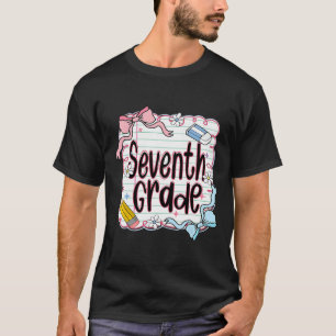 Seventh Grade Back To School For Girls Pink Notebo T-Shirt