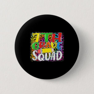 Seventh Grade Squad Leopard Back To School 7th Gra 6 Cm Round Badge