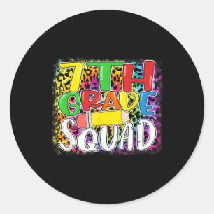 Seventh Grade Squad Leopard Back To School 7th Gra Classic Round Sticker