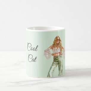 Seventies Blonde Girl Cool Cat Coffee Mug