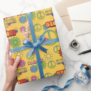 Seventies Hippie pattern wrapping paper
