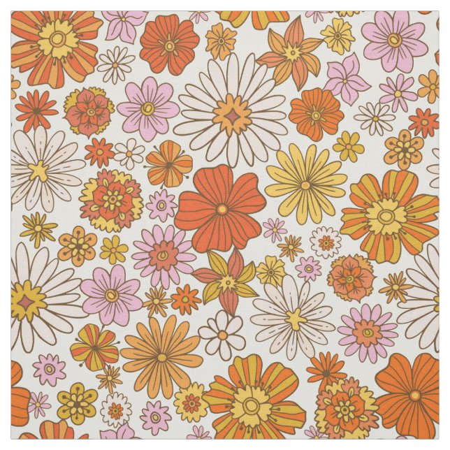 Seventies inspired floral print fabric (Swatch)