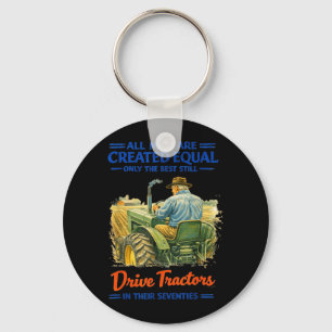 Seventies Men Farm Tractor Vintage Quote Farmer Key Ring