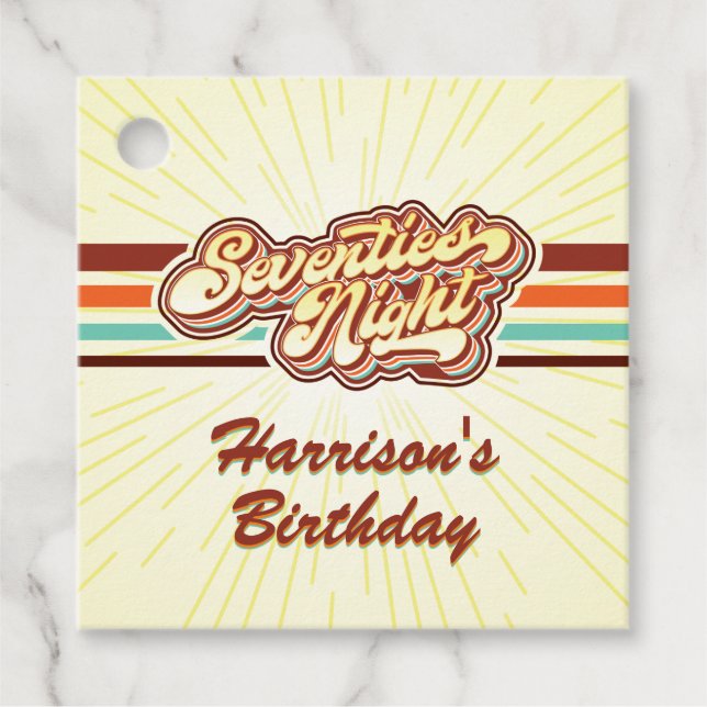 Seventies Night Favour Tags (Front)